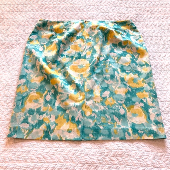 TALBOTS Petite Watercolor Floral Print Cotton Stretch Lined Pencil Skirt Size14P - Picture 6 of 14
